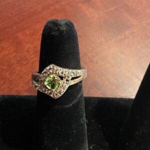 Elegant Silver and Green Peridot Ring